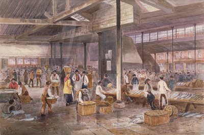 ビリングスゲート魚市場の内部ビュー、1849年頃 作： John Syer